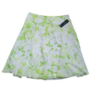 NWT Jones New York Signature A Line Skirt Cotton Wainscot Mist Green & White 16